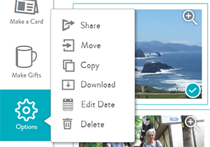 Options for selected photos