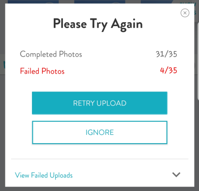 Upload retry overlay