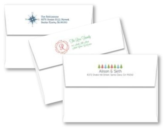 Example of return address designs on card envelopes