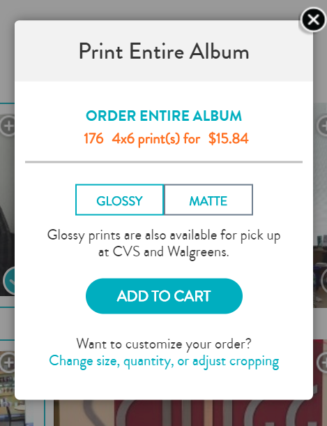 Print Entire Album menu