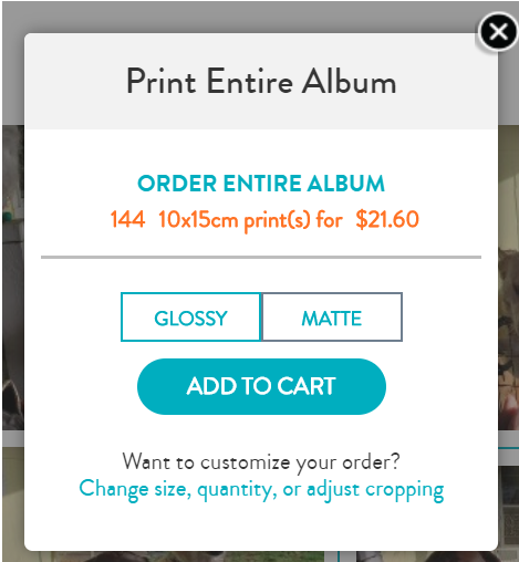 Print entire album menu