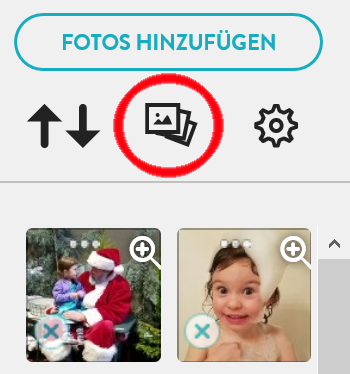 Die Option “Fotos automatisch einfügen” im Fotomenü für die schnelle Platzierung Ihrer Fotos